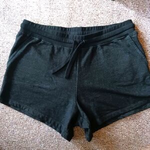 Pact Organic Cool Cotton Shorts Sz L Drawstring Stretch Lounge Dk Gray Black EUC